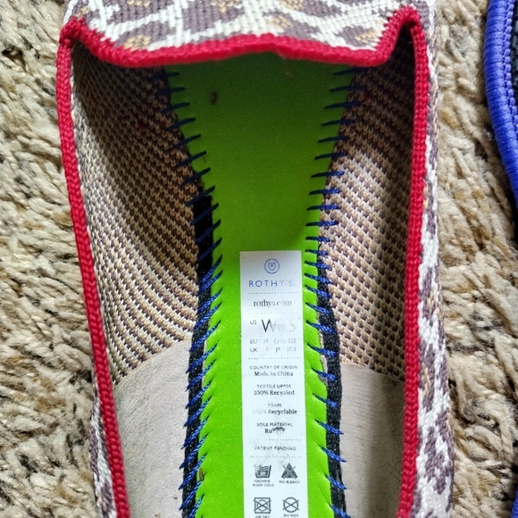 Rothy's Mocha Spot Animal Leopard Cheetah Slip On Loafer Flat Shoes Sz 7,5 - Picture 8 of 8